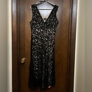 Women’s Black Lace calf Length Dress. Size 16